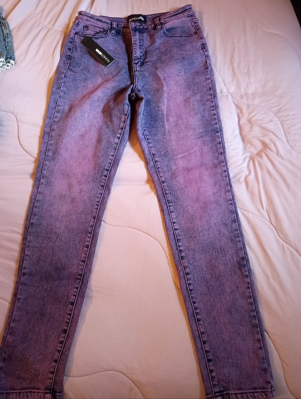 Fashion Nova Purple/Pink Tie Dye Jeans.